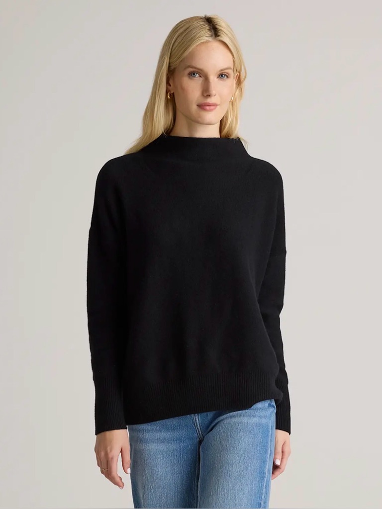 Quince Mongolian Cashmere Funnel Neck Sweater Black S Nwt